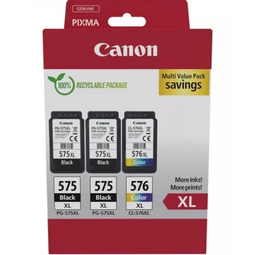 Canon PG-575XLx2 (2x15 ml) + CL-576XL (1x13 ml) + 50 lap GP501 10x15 fényes fotópapír Multipack
